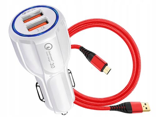 ŁADOWARKA SAMOCHODOWA QC 3.0 + NYLON KABEL MICRO na Arena.pl