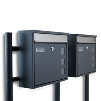 16393 Nowa Skrzynka wolnostojąca na stojaku z gazetnikiem grafit 2 szt