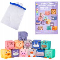 Zestaw Klocków Dla Niemowląt Klocki Edukacyjne Miękkie Sylikonowe Zwierzęta
