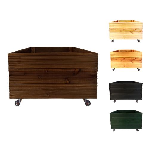 be4nature Doniczka kwadratowa modrzewiowa z kołami Brązowa 50 x 53 cm na Arena.pl