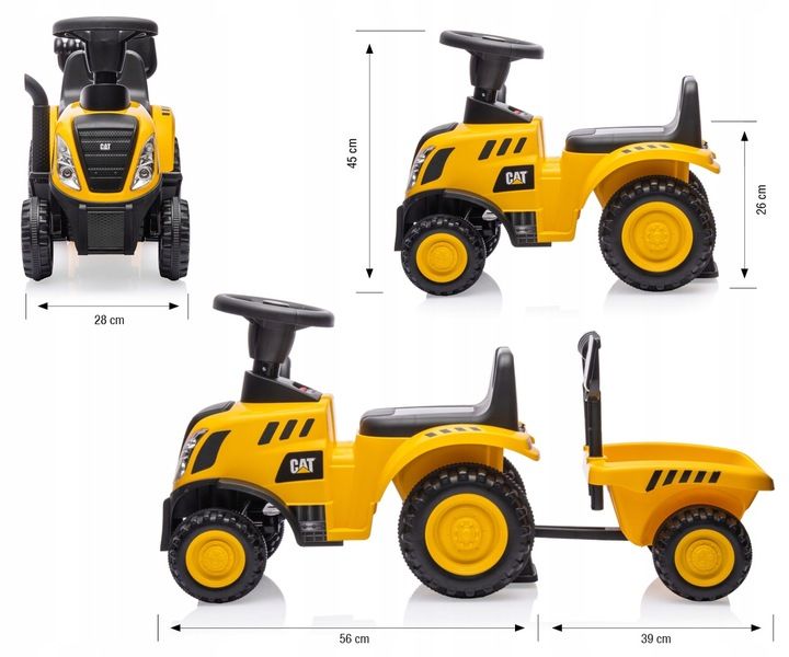 Milly Mally Pojazd CAT Tractor zółty z przyczepką zdjęcie 6