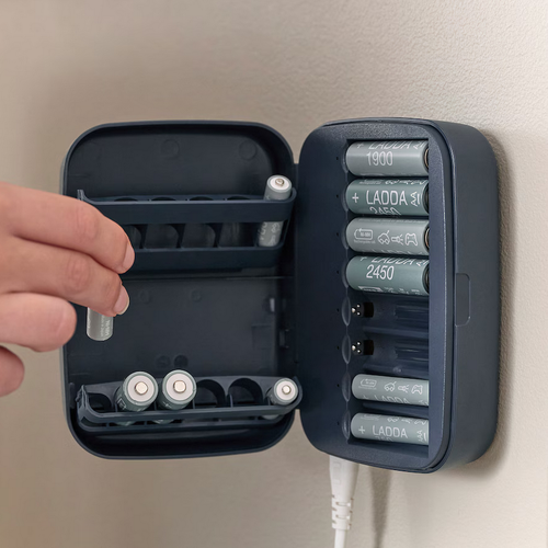 Ładowarka akumulatorków baterii z pojemnikiem 8x AA AAA IKEA LITOSFÄR na Arena.pl