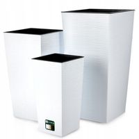 Zestaw 3x Doniczka Ogrodowa Donica Z Wkładem Biała