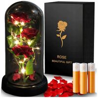 Wieczna róża TODOMI w szkle LED na Walentynki 21,7 cm