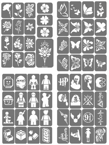 Szablony do tatuaży brokatowych, Tatuaże brokatowe - mix 50 sztuk na Arena.pl