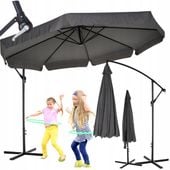 PARASOL OGRODOWY DUŻY 350 cm Z WYSIĘGNIKIEM SKŁADANY SOLIDNY Z FALBANĄ XXL