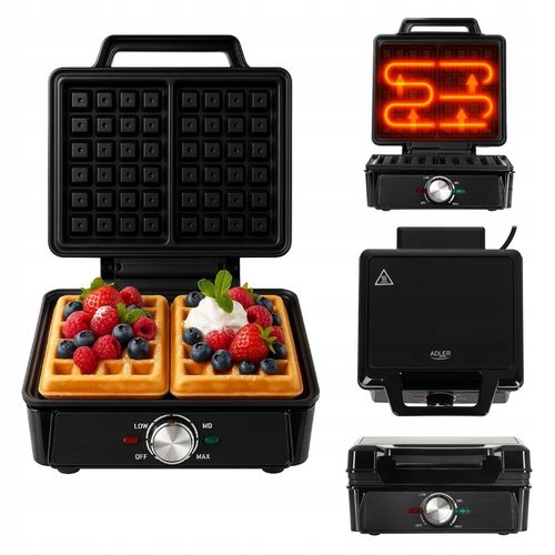 GOFROWNICA 2000W XXL 2 Duże Gofry Regulacja Temperatury NON-STICK na Arena.pl