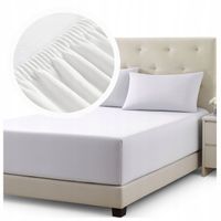 PRZEŚCIERADŁO Z GUMKĄ BAWEŁNIANE POLSKIE JERSEY 160x200 GRUBE BIAŁE 25 cm