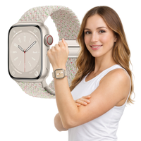 Pasek pleciony do Apple Watch 38mm 40mm 41mm opaska L beżowy bransoleta