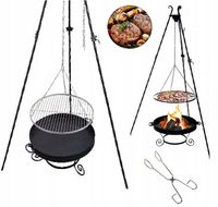 GRILL OGRODOWY TRÓJNÓG KUTY RUSZT 60 CM RUSZTO NIERDZEWNE PALENISKO INOX 6