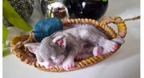 FIGURKA OZDOBNA - KOT ŚPIĄCY W KOSZYKU na Arena.pl