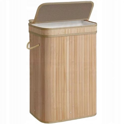 KOSZ NA PRANIE BAMBUSOWY BIELIZNĘ SKŁADANY POJEMNY JEDNOKOMOROWY WĄSKI na Arena.pl