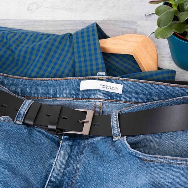 SEPHER Pasek skórzany AUTHENTIC męski CZARNY jeans zdjęcie 13