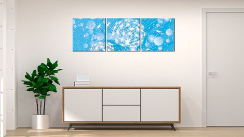 Obraz 90X30 Dmuchawce Abstrakcja Błękitne Tle na Arena.pl