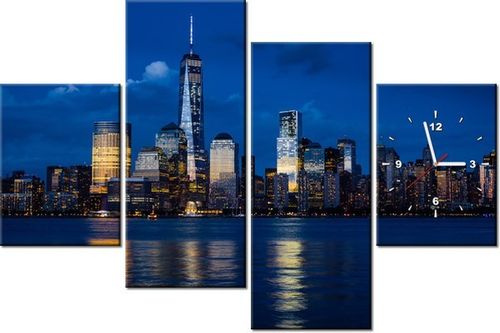 120CM 80CM ZEGAR 4 ELEM NOWY JORK RZEKĄ HUDSON OBRAZ ŚCIENNY na Arena.pl