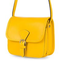 VERA PELLE torebka damska skórzana listonoszka z paskiem V482 żółta
