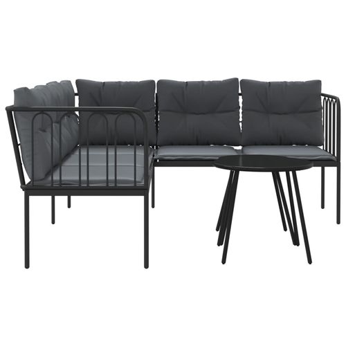 Ogrodowy zestaw mebli z poduszkami, czarny, stal i textilene na Arena.pl