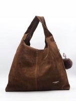 Torba Flora&Co torebka duża worek zamsz zamszowa eco brązowa hit viral