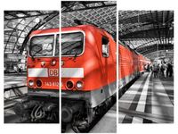 70 90CM OBRAZ 3 ELEM CZERWONA LOKOMOTYWA ŚCIENNY DRUK PŁÓTNO