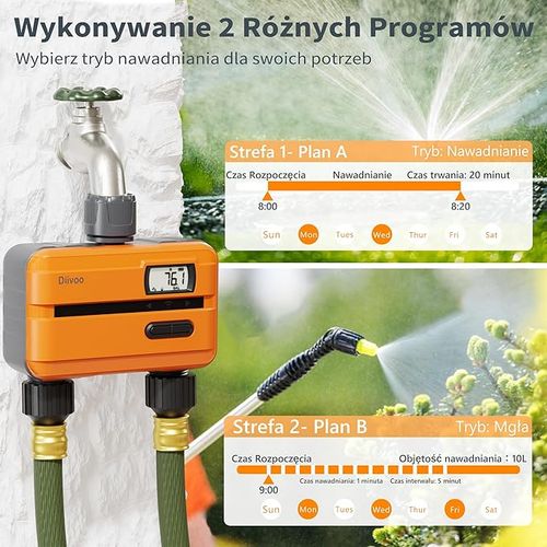 Diivoo Komputer nawadniający Wi-Fi 2 wyjścia przepływomierz wody na Arena.pl