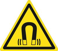 Znak Ostrzeżenie przed silnym polem magnetycznym grawerowana 10x10 cm