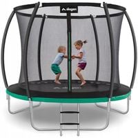 TRAMPOLINA OGRODOWA DLA DZIECI DRABINKA SIATKA 312cm 10FT CZARNA JUMPER