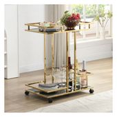 Wózek barowy do serwowania złoty szklane blaty z uchwytem na butelki