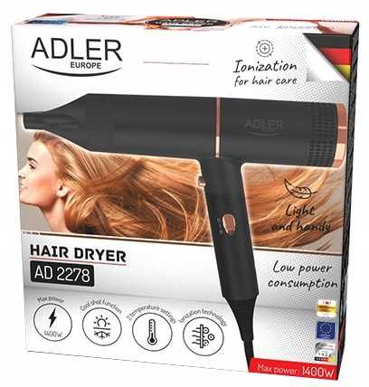 Suszarka Do Włosów Czarna - Lekka i Poręczna 1400W ADLER AD 2278 na Arena.pl