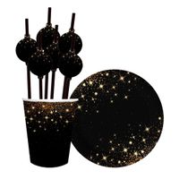 Zestaw zastawy Sparkling - talerzyki, kubeczki, słomki