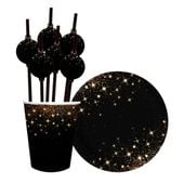 Zestaw zastawy Sparkling - talerzyki, kubeczki, słomki