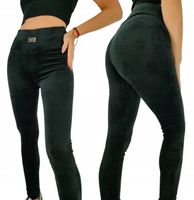 Leginsy damskie z panelem welurowe getry sportowe fitness milutkie w