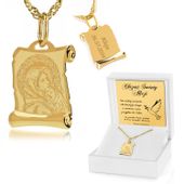 Złoty medalik próba 585 z grawerem prezent na chrzest pamiątka chrztu