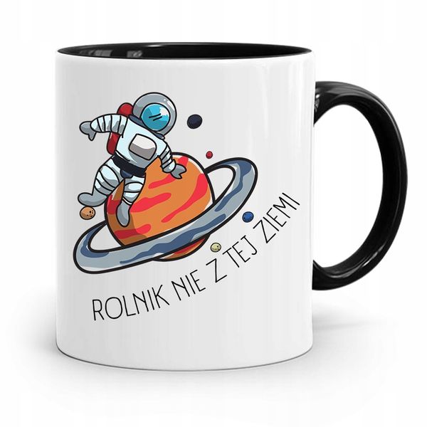 Dla Rolnika Kubek Czarny Rolnik Nie Z Tej Ziemi Z Nadrukiem Ze Zdjęciem zdjęcie 1