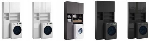 Zestaw Mebli Łazienkowych Czarny Mat Push To Open Tip On Szafka Regał na Arena.pl