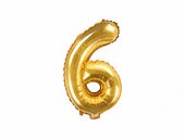 balon foliowy 35cm cyfra ''6'' złoto | fb10m-6-019