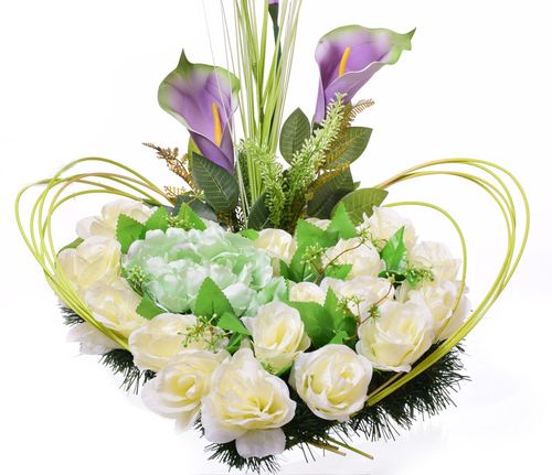 Kompozycja stroik serce kremowe +bukiet na Arena.pl