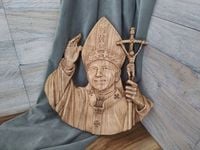 Popiersie papież Jan Paweł II obraz drewniany płaskorzeźba prezent 70cm