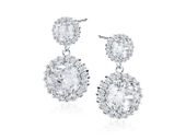 OKRĄGŁE RODOWANE SREBRNE KOLCZYKI BIAŁE CYRKONIE