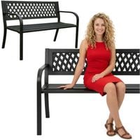 Ławka ogrodowa metalowa ławeczka 120 cm parkowa czarna cmentarna z oparciem