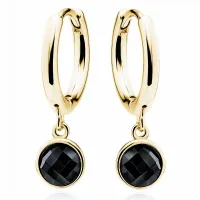 ELEGANCKIE POZŁACANE SREBRNE KOLCZYKI KÓŁKA KÓŁECZKA WISZĄCE CZARNE CYRKONI