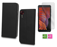 Etui z klapką do SAMSUNG GALAXY XCOVER 5 czarny obudowa + szkło na ekran