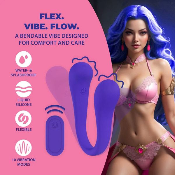 Dual-Ended Bendable Vibe With Remote Control - Purple zdjęcie 5