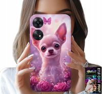ETUI DO OPPO RENO8 T 4G - SŁODKA CHIHUAHUA NA RÓŻOWYM TLE KWIATAMI