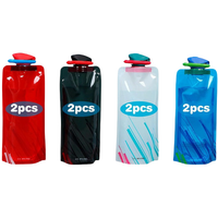 Składana butelka na wodę zestaw 8szt 700ml bidon turystyczny z karabinkiem