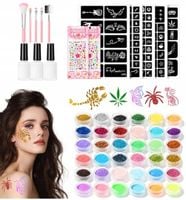 TATUAŻE BROKATOWE CEKINY ZESTAW XXL ŚWIECĄCE 186sz