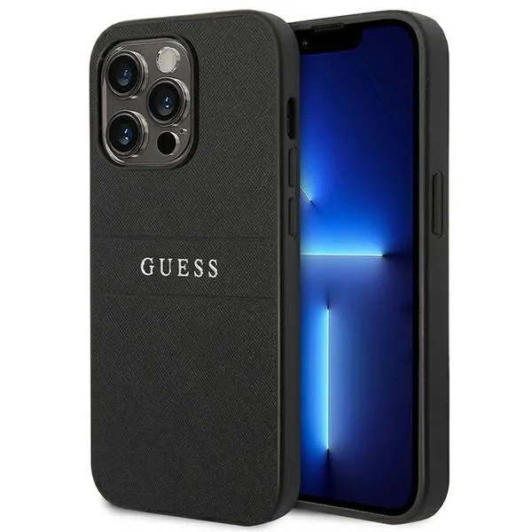 Etui Guess Saffiano Strap na iPhone 14 Pro - czarne zdjęcie 1