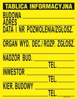tablica informacyjna budowlana  700*900mm - tab 70*90