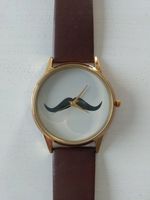 Zegarek na rękę WĄSY brązowy pasek