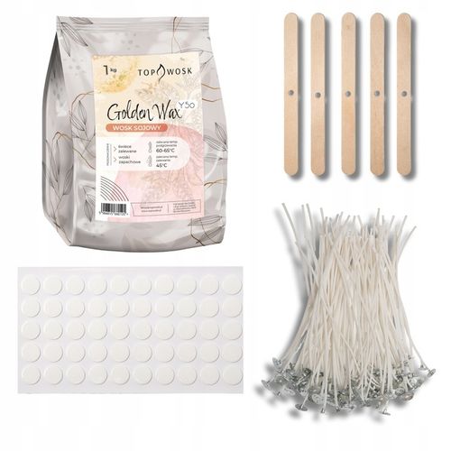 Zestaw do robienia świec Wosk sojowy Y50 knoty 16cm klej stabilizatory na Arena.pl
