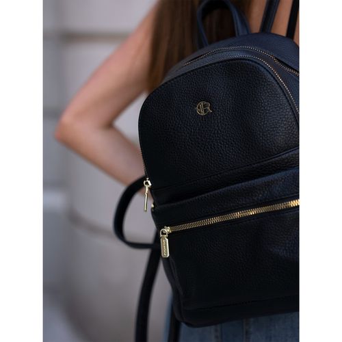 czarny plecak damski skóra ekologiczna z kieszeniami - rovicky na Arena.pl